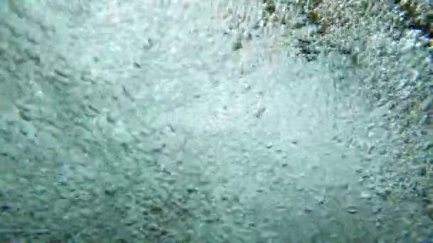 Bulles Montant Sous Eau Base Une Petite Cascade Dans Une — Video