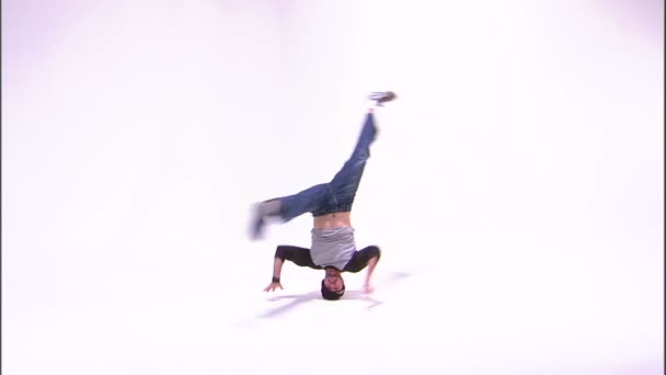 Break dancer doing a head spin