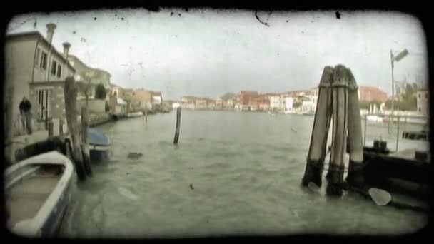 ヴェネツィア運河。ヴィンテージ様式化ビデオクリップ. — ストック動画