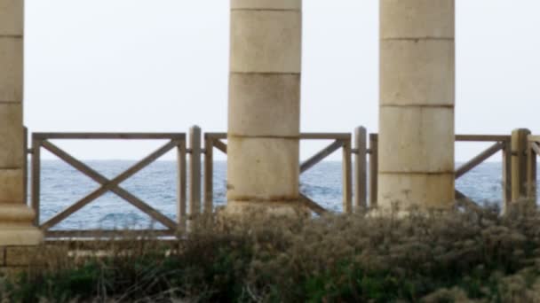 Columns of the palace ruins in Caesarea — Stock Video