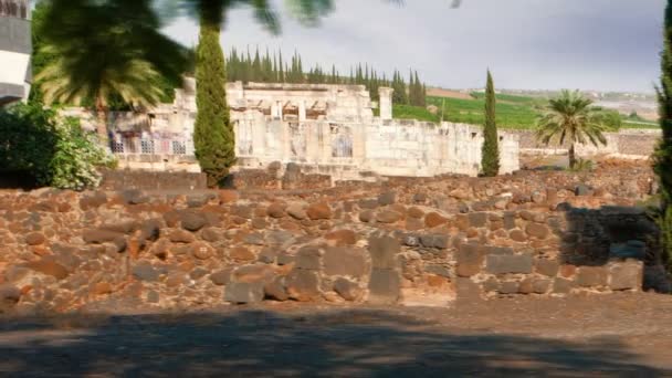 Capernuam İsrail'in eski sinagog — Stok video