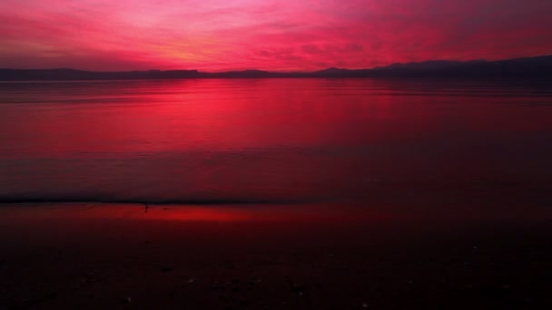 Coucher de soleil sur le lac Tibère en Israël — Video