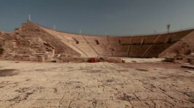 İsrail Caesaria'da antik tiyatroda stok görüntüleri Panoraması.