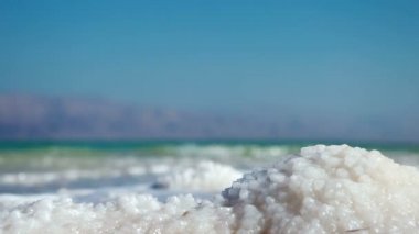 Dead Sea salt shore İsrail.