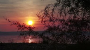 Dusk stok görüntüleri İsrail Celile Denizi kıyısında.