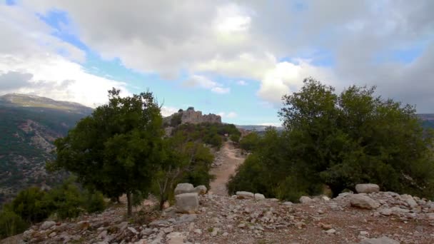 Stock Footage a Nimrod Fortress hegytetőn, Izrael. — Stock videók