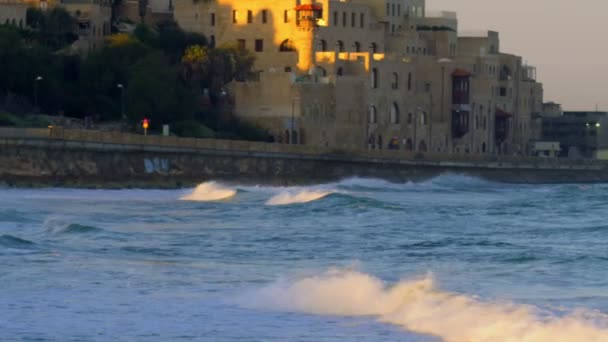 Die Peterskirche und das Mittelmeer in Israel — Stockvideo
