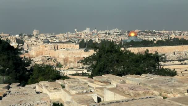 Alter jerusalem und jüdischer friedhof in israel. — Stockvideo