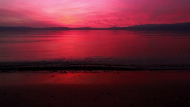 Coucher de soleil sur le lac Tibère en Israël — Video