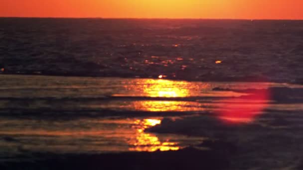 Sunset reflection at Dor Beach — Stock Video