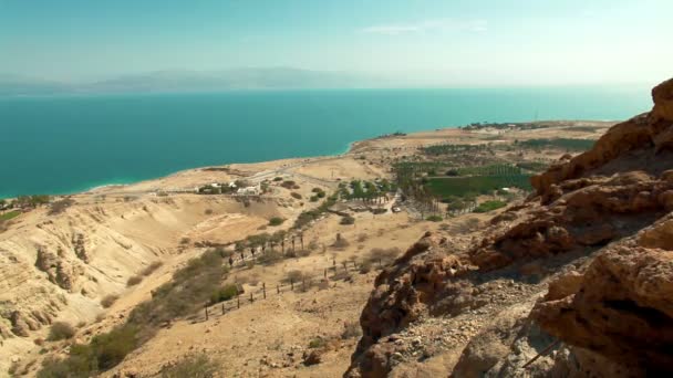 Ölü Deniz ve bir meyve bahçesi İsrail görüntüleri — Stok video