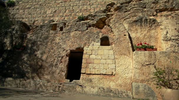 Archivio Filmati dell'ingresso Garden Tomb in Israele . — Video Stock