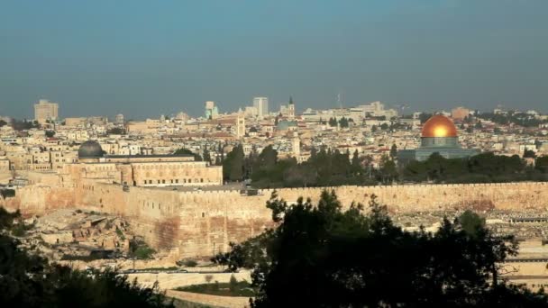 Stock Footage panorama van het oude Jeruzalem in Israël. — Stockvideo
