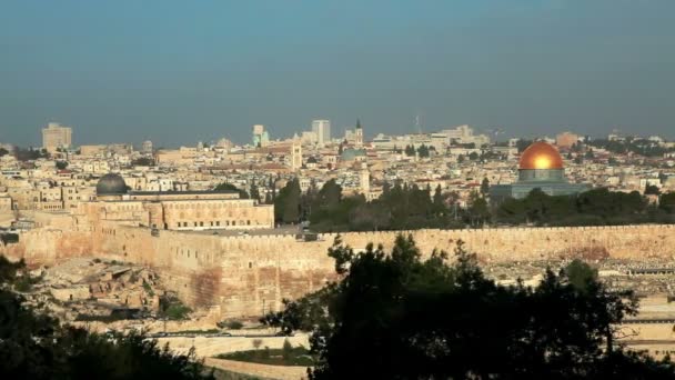 Stock Footage panorama av gamla Jerusalem i Israel. — Stockvideo