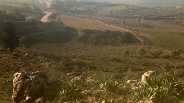 Pastorale hellingen in de Golan-hoogvlakte in Israël. — Stockvideo