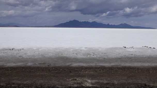 Pisos de sal de Bonneville en un desierto de Utah . — Vídeos de Stock
