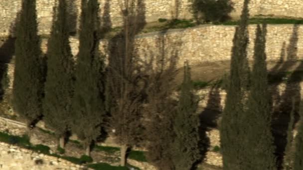Royalty Gratis Vídeo Imágenes de las paredes de Kidron Valley en terrazas — Vídeo de stock
