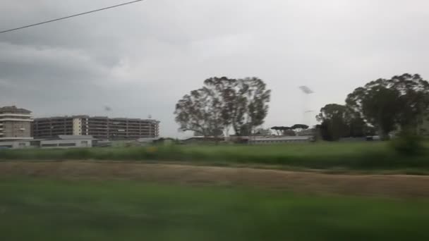 Italian warehouses and houses from a train — Stock Video