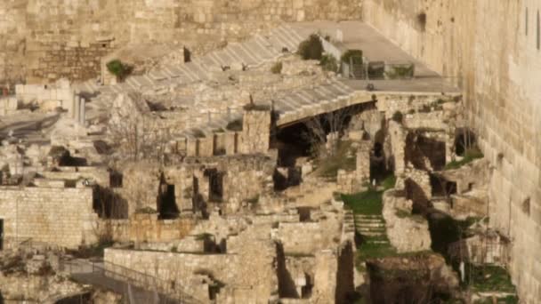 Südtreppe an jerusalem walls in israel — Stockvideo