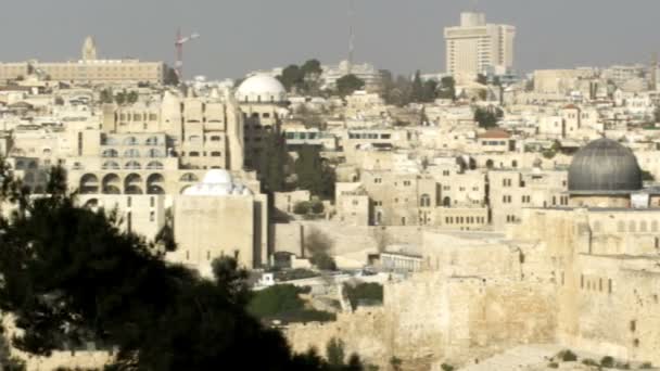 Oude Jeruzalem uit Mt. van olijven in Israël — Stockvideo