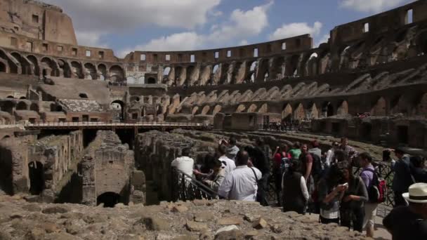 Touristes regardant autour de l'intérieur du Colisée — Video