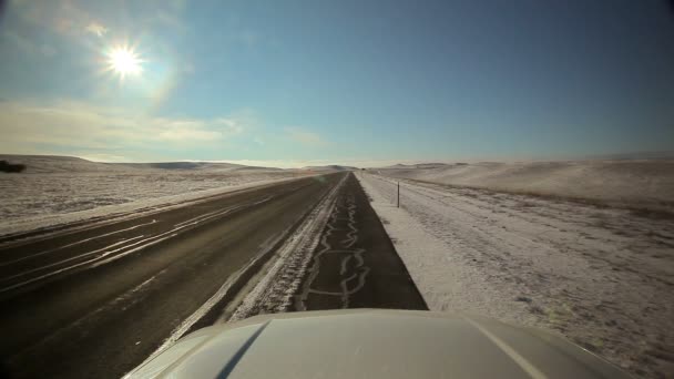 Auto-estrada em Wyoming durante o inverno — Vídeo de Stock