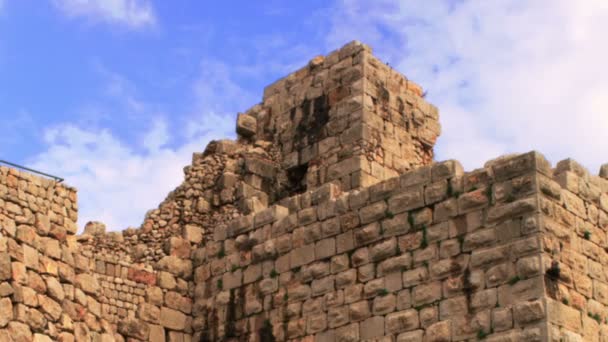 Royalty δωρεάν πλάνα βίντεο πανόραμα των τοίχων φρουρίων Nimrod πυροβόλησε στο Ισραήλ — Αρχείο Βίντεο