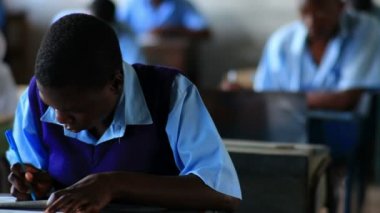  Students on the lesson studying in classroom in Kenya, Africa.