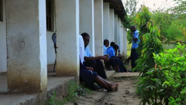 Students talking outside a school in Kenya. — Stock Video