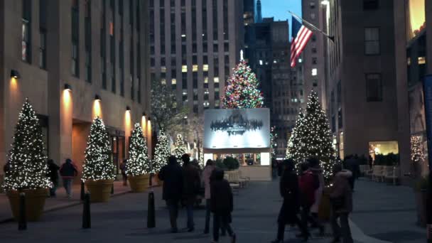 在纽约城的装饰的圣诞街。. — 图库视频影像