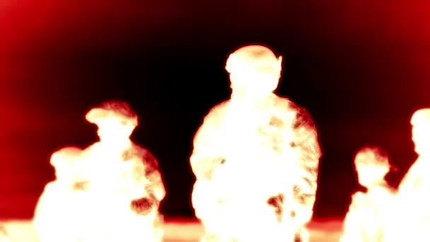 Negative shot of soldiers turning and firing — Stock Video