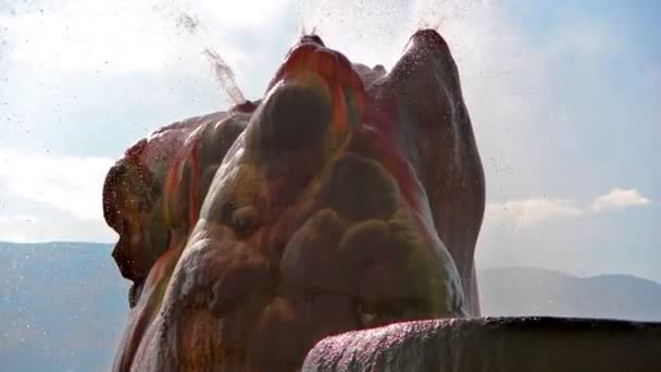 Стрельба из воды с вершины Fly Geyser в Неваде — стоковое видео