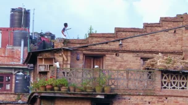 Ziegelhäuser in Nepal — Stockvideo