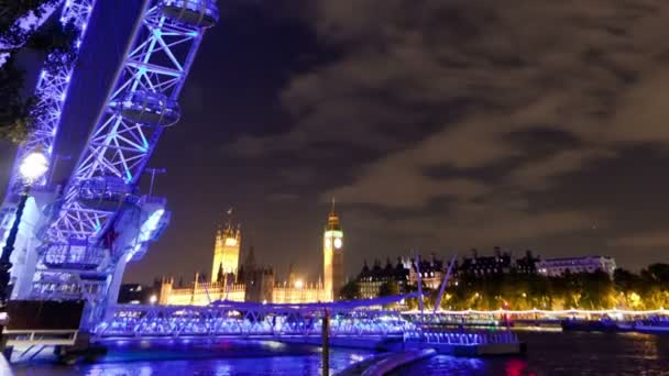 London eye en de big ben — Stockvideo