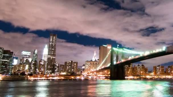 Brooklyn-híd és a skyline — Stock videók