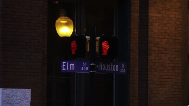Róg ulic Elm i Houston w Dallas, Texas. — Wideo stockowe