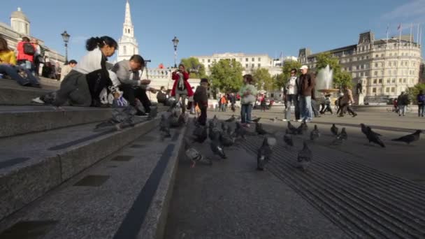 Pessoas na Trafalgar Square em Londres — Vídeo de Stock