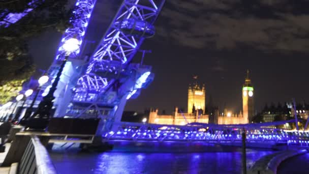 London Eye Ferris Wheel e Big Ben — Vídeo de Stock