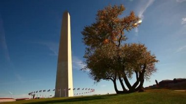 Washington Anıtı'nın mercek parlama sıcağı ve Washington Dc'deki arazisi