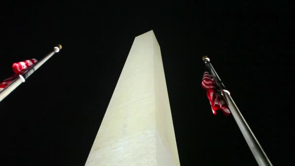 Washington monument på natten. — Stockvideo