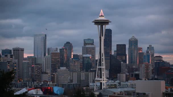 Seattle cityscape in the evening — Stock Video