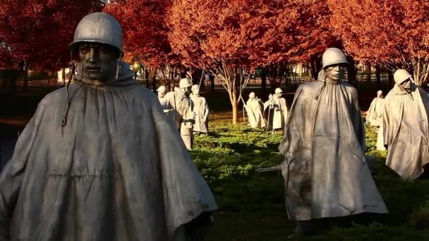 Estátuas no Memorial dos Veteranos de Guerra da Coreia — Vídeo de Stock