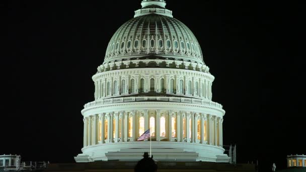 US Capitol at night in Washington — Stock Video