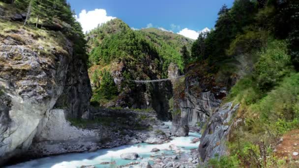 Rivier gorge in een Himalaya-vallei. — Stockvideo
