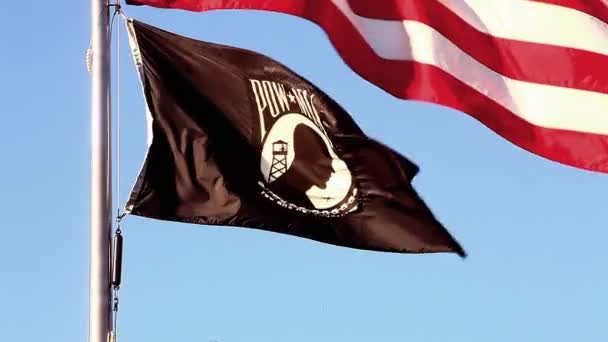 Bandeiras americanas e POW / MIA — Vídeo de Stock