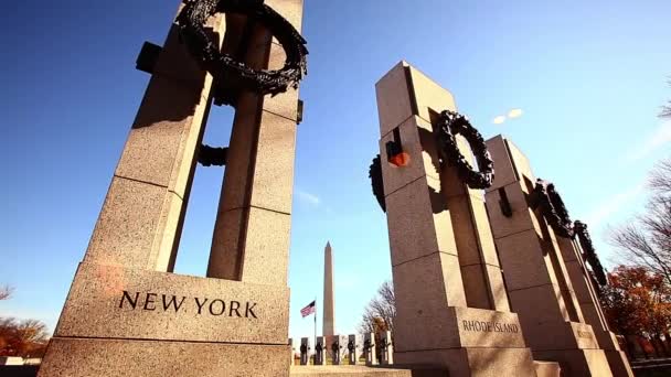 New York pillar at the World War II Memorial — Stock Video