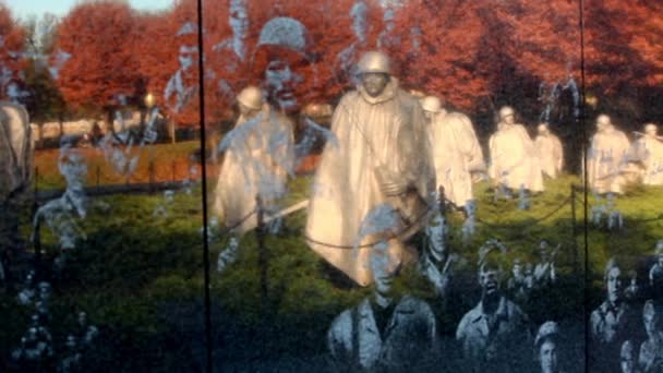 Veterani di guerra coreani Muro commemorativo — Video Stock
