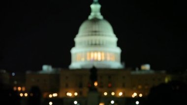 US Capitol with the statue at night in Washington