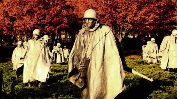 Statues at the Korean War Veterans Memorial — Stock Video