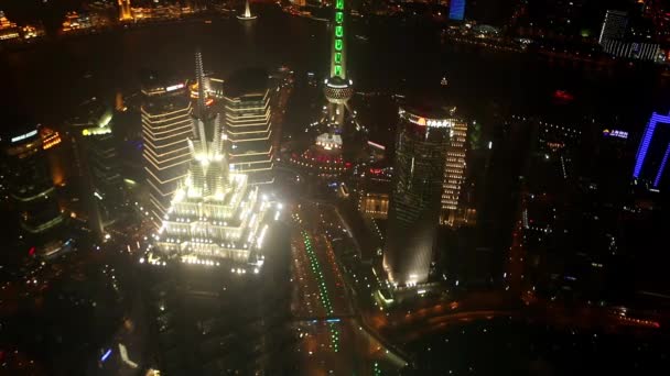 Lights on the top of tall skyscrapers — Stock Video